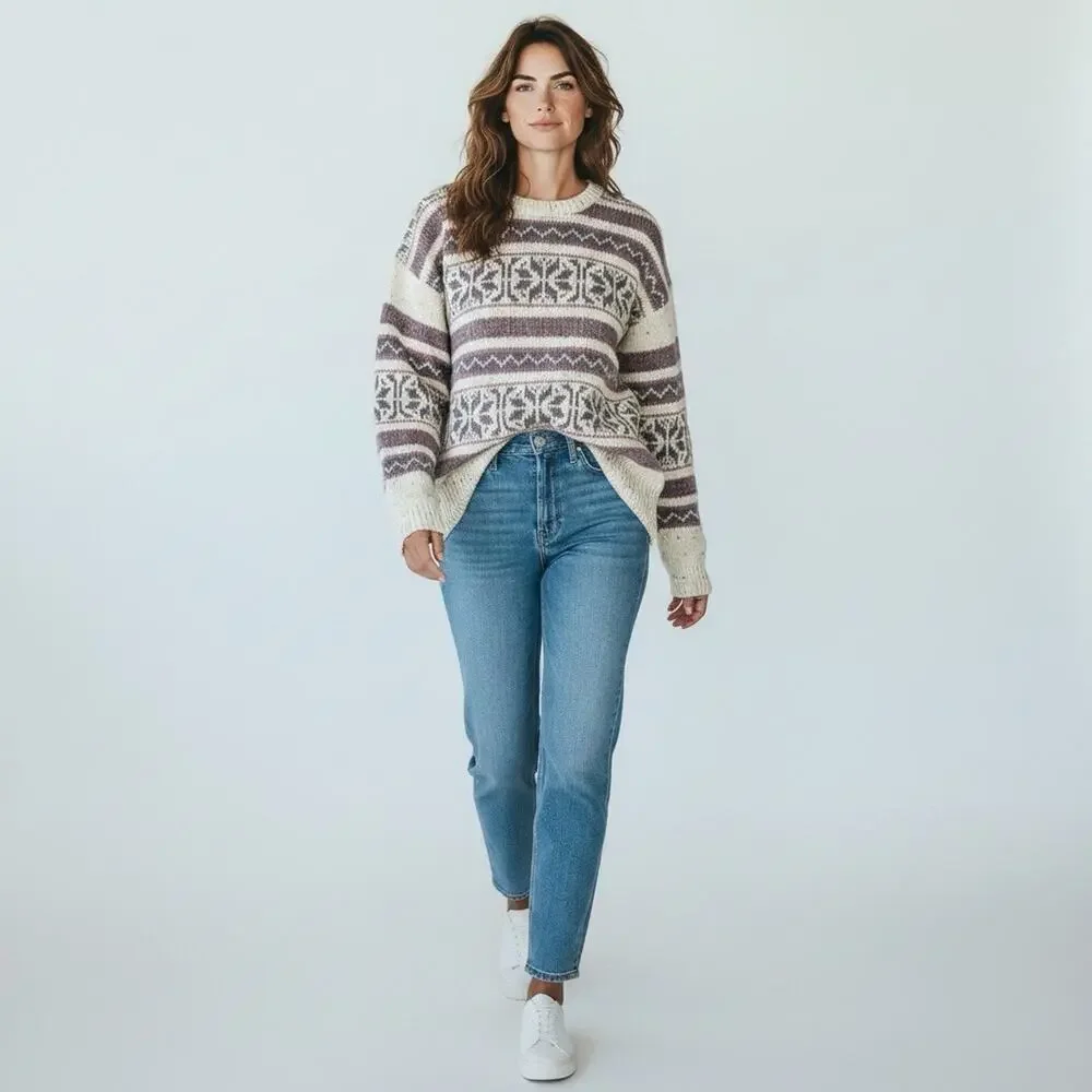 Northern Isles Nordic Fair Isle Sweater Large Vintage Wool Cottagecore